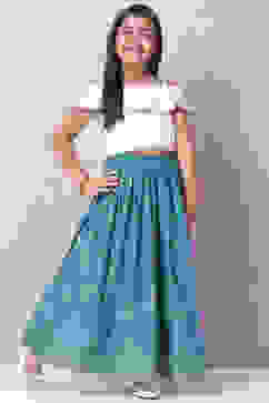 Teal Viscose Lehenga Set image number 6