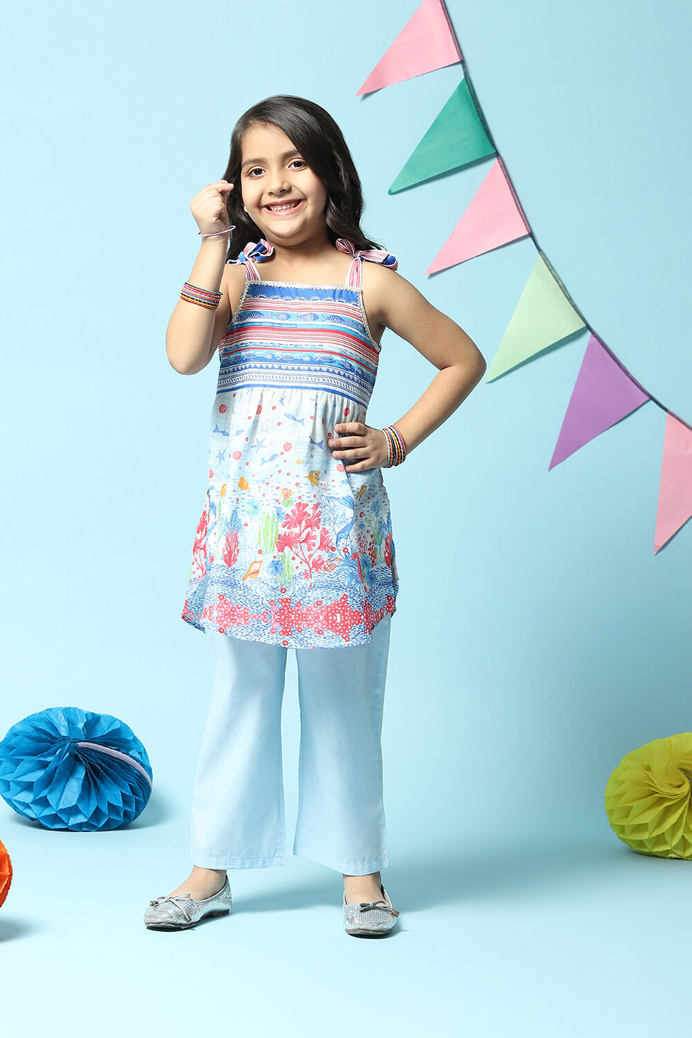 Powder Blue Cotton Straight 2 Piece Set image number 6