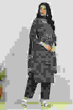 Indigo Cotton Machine Embroidered Unstitched Suit Set image number 6