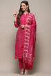 Orange Cotton Unstitched Suit set image number 1