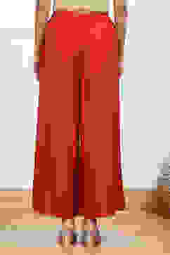 Red Viscose Solid Straight Palazzo image number 5