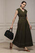 Olive Green Cotton Straight Solid Jumpsuit