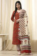Royal Blue Cotton Screen Print Unstitched Suit Set image number 1