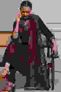 Blue-Brown Modal Straight Printed Suit Set image number 0