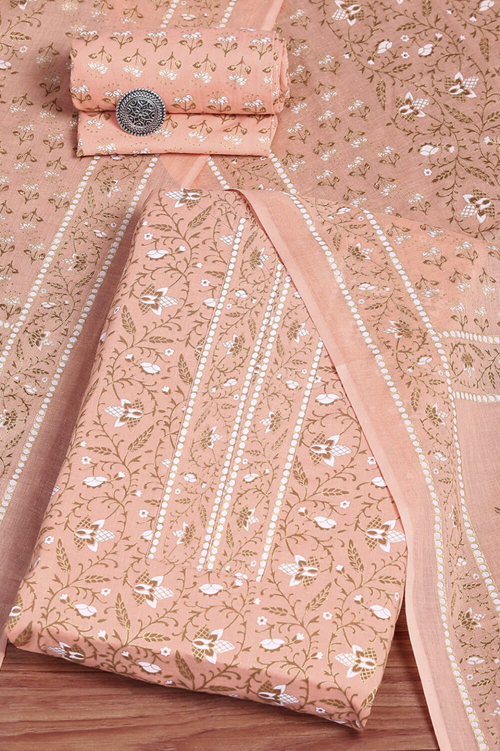 Assorted Cotton Hand Block Print Unstitched Suit Set image number 0