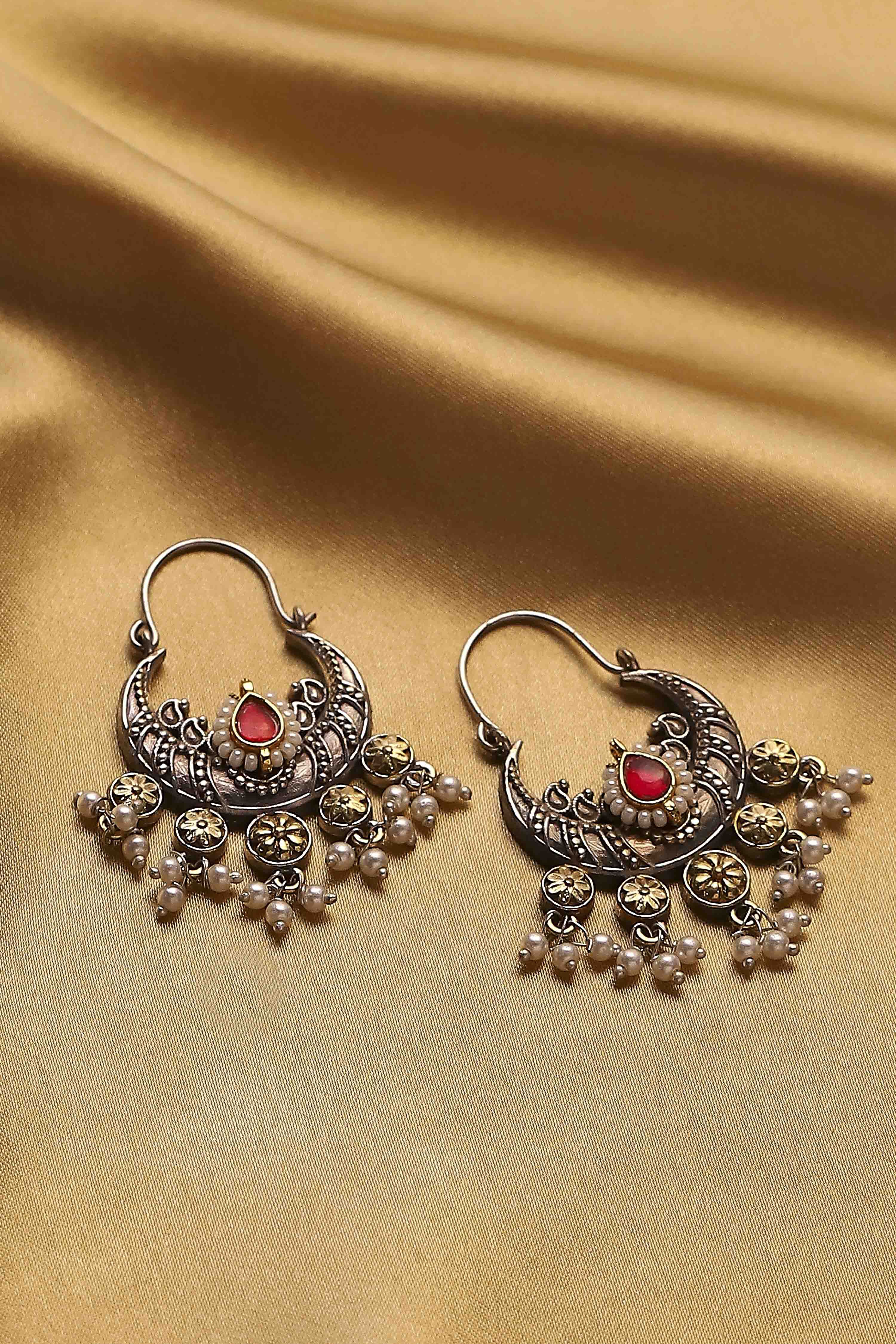 biba Red Brass Oxidised ChaandbaliRed Brass Oxidised Chaandbali-picture-494