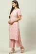 Dull Rose Rayon Straight Fusion Printed Kurta Set image number 3