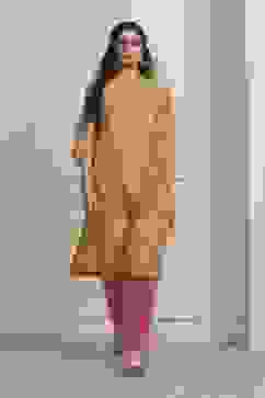 Yellow Cotton Straight Kurta image number 6