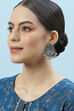 Oxidised Green Brass Earrings image number 3