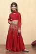 Red Viscose Rayon Printed Kalidar Lehenga Set image number 0