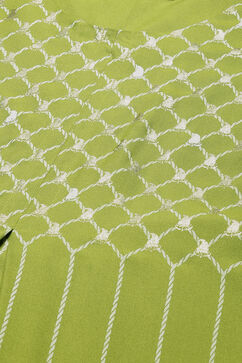 Green Printed Rayon Straight Kurta Regular Pant Suit Set image number 5