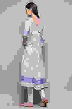 White and Blue Floral Anarkali Suit Set image number 5