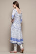 White and Blue Floral Anarkali Suit Set image number 5