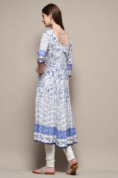 White and Blue Floral Anarkali Suit Set image number 5