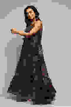 Black Polyester Tiered Dress image number 2