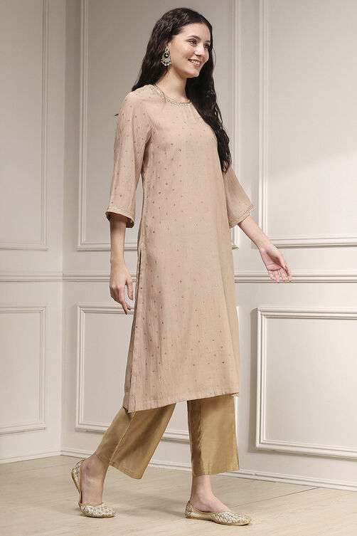 Black Metallic Pattern Straight Kurta image number 4