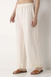 Off White Viscose Blend Straight Palazzos image number 2
