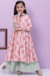Pink Cotton Anarkali Straight Kurta Palazzo Suit Set image number 7