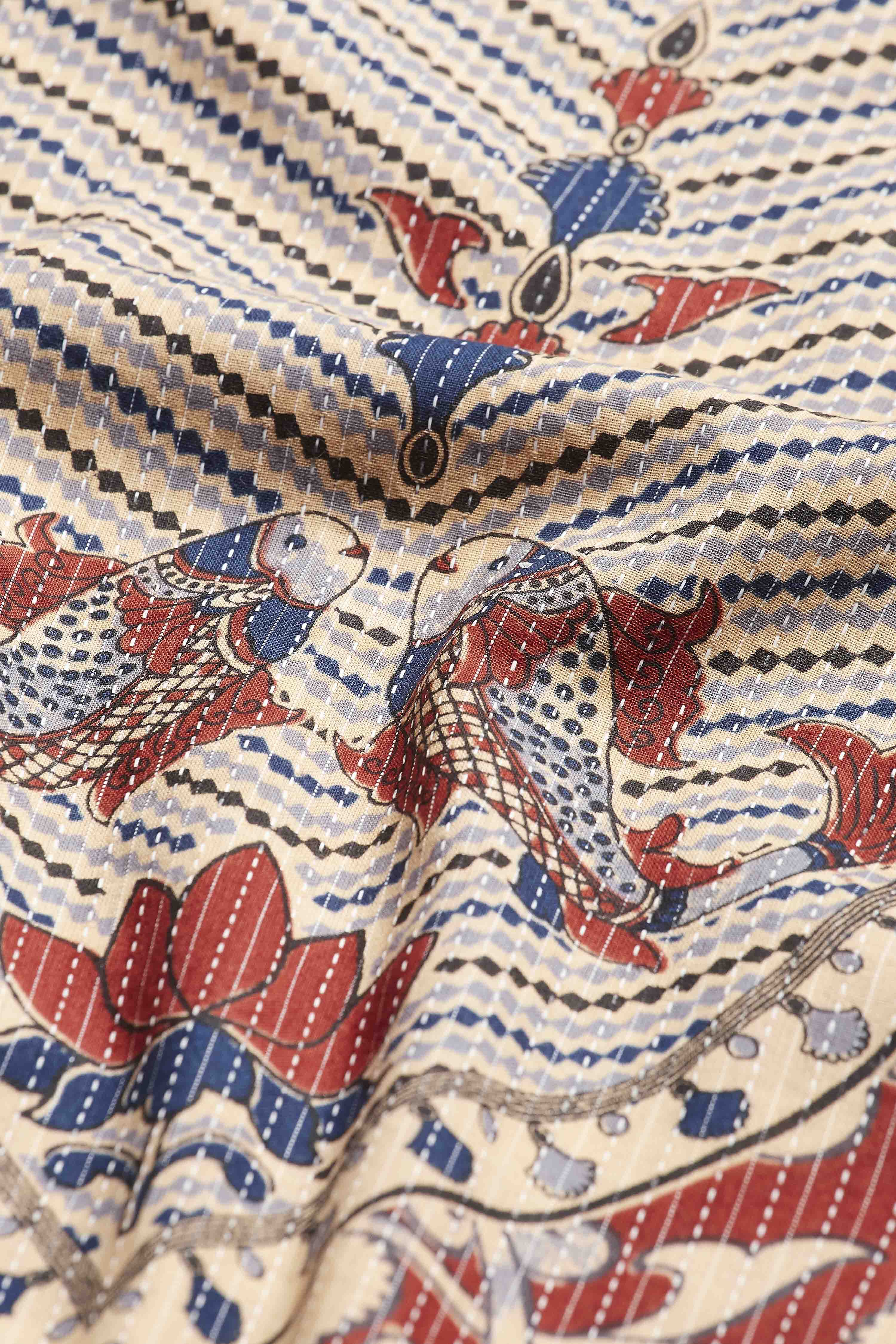 Rust Cotton Floral Printed Straight Kurta image number 2
