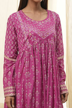 Onion Pink Cotton Printed Anarkali Suit Set image number 1