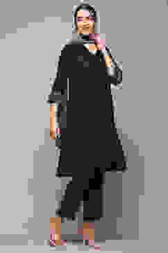 Indigo Poly Viscose Straight Yarndyed Suit Set image number 6