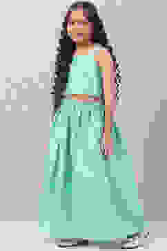 Turquoise Art Silk Lehenga Set image number 3