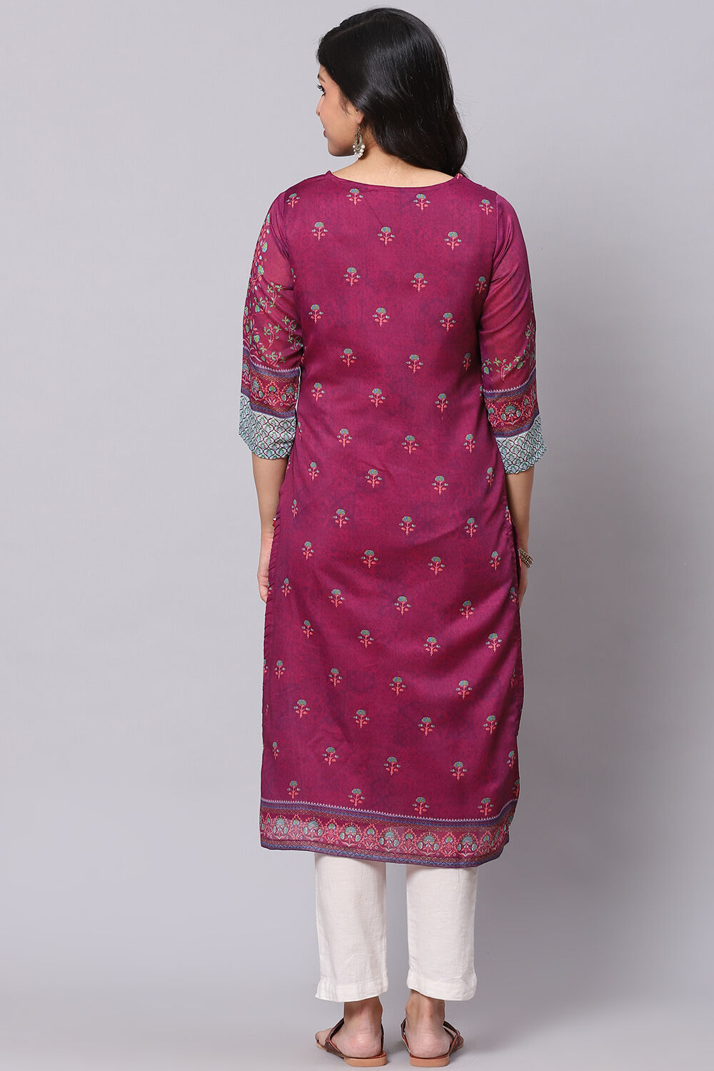 Dark Green A-Line Cotton Kurta image number 4