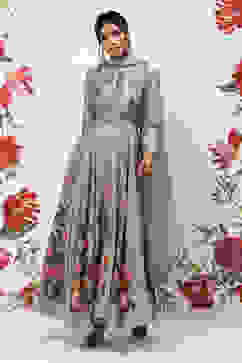 Rohit Bal Pista Green Cotton Blend Anarkali Kurta Suit Set image number 7