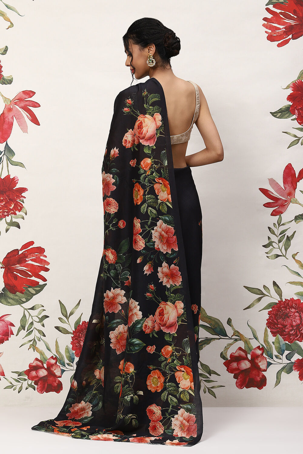 Rohit Bal Off White Cotton Blend Saree image number 4