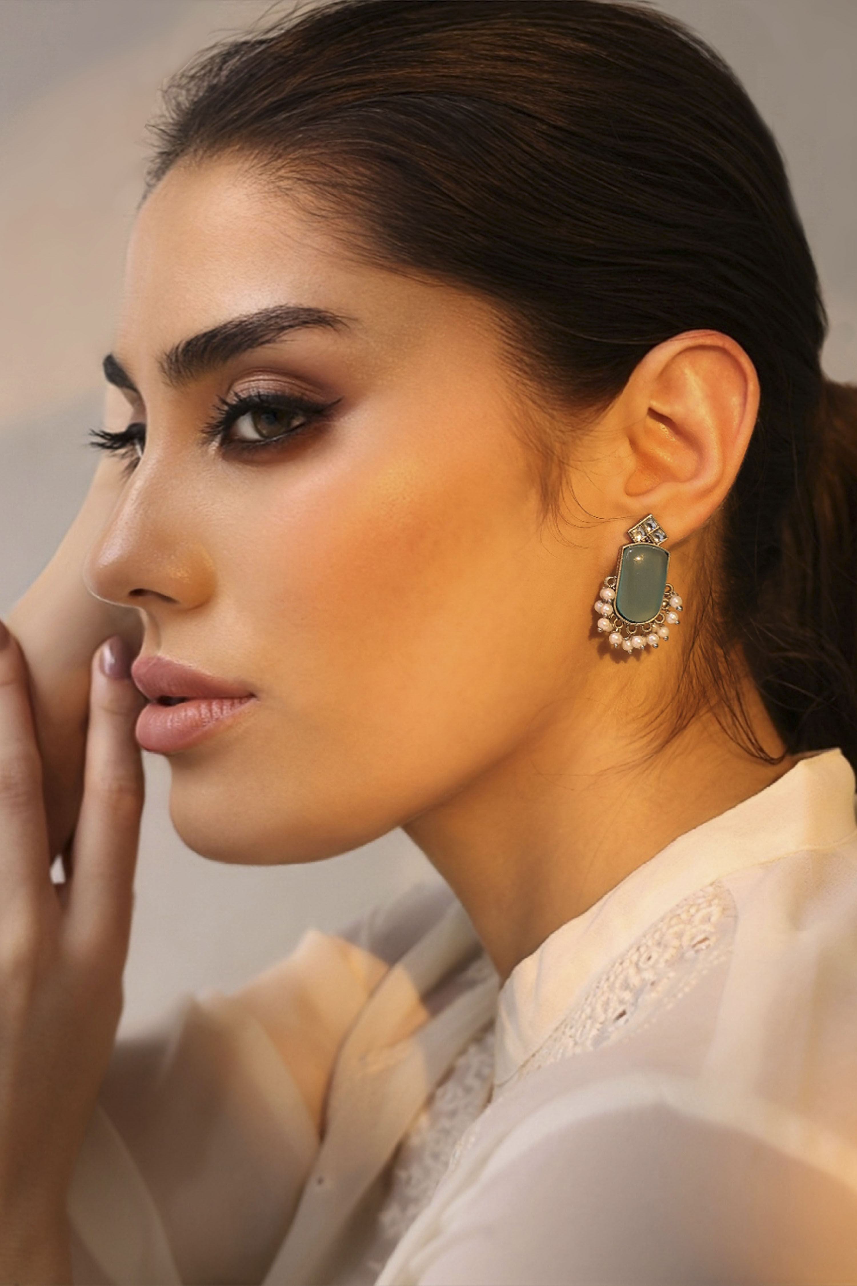 Light Blue Stone Earrings image number 2