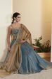 Teal Viscose Blend Kalidar Lehenga Set image number 0