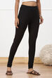 Black Cotton Blend Solid Churidar image number 3