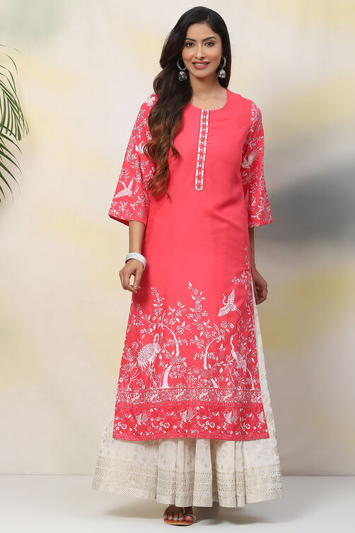 Ochre Straight Viscose Kurta image number 5