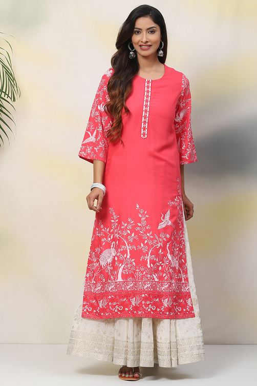 Ochre Straight Viscose Kurta image number 5