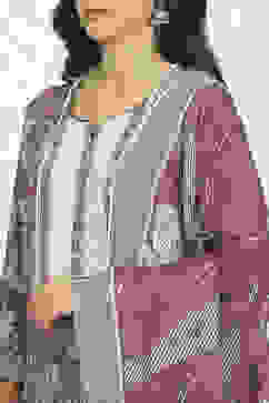 Purple Cotton Floral Printed Unstitched Suit Set image number 2