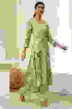 Green Modal Floral Printed Straight Kurta Set image number 5