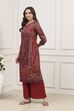 Dull Red LIVA Straight Printed Kurta image number 2