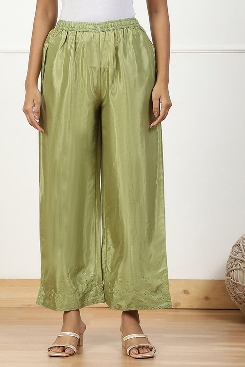 Mint Green Shantoon Straight Palazzo image number 4