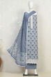 Pink Tissue Screen Print Unstitched Suit Set image number 4