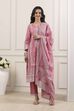 Pink Cotton Straight Suit Set image number 6