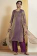 Purple Viscose Blend Straight Fusion Set image number 7