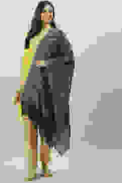 Black & Grey Acrylic Yarndyed Dupatta image number 2