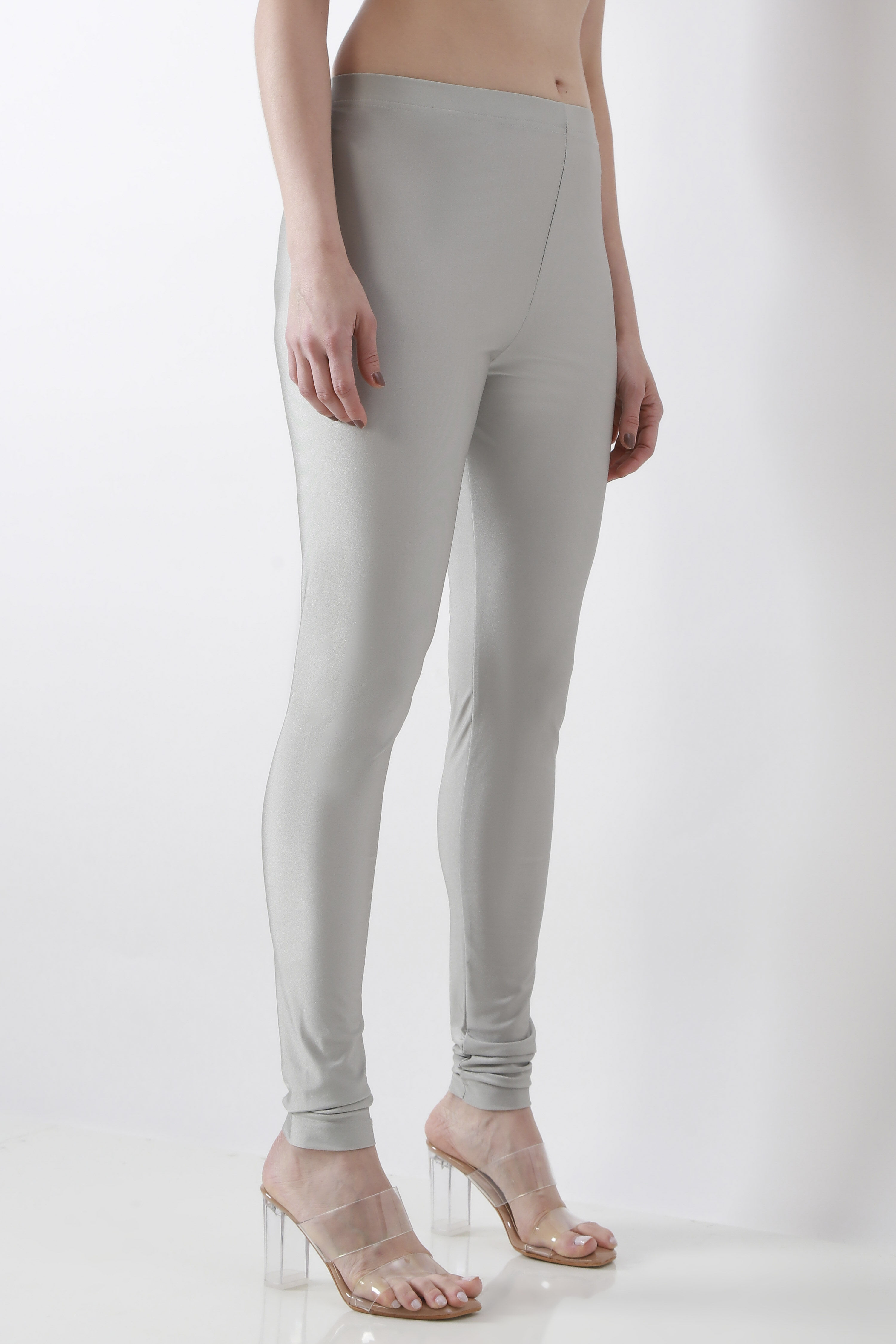 Silver Nylon Blend Leggings image number 3
