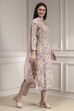 Purple Cotton Printed Embroidered Unstitched Suit Set image number 6