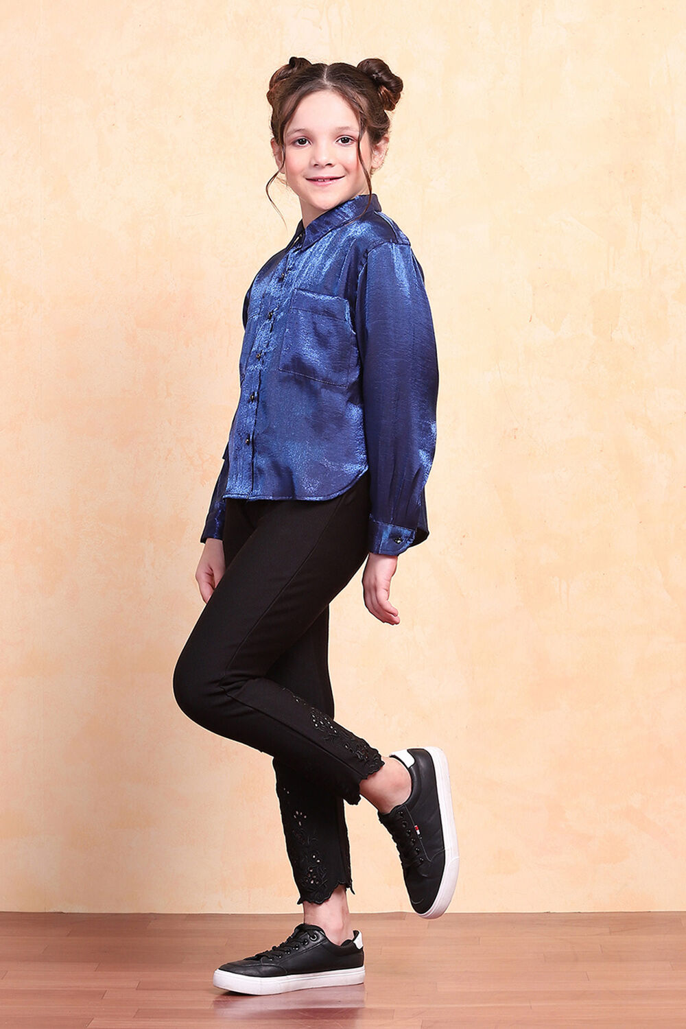 Blue Viscose Blend Shirt Set image number 3