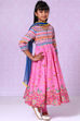 Pink Cotton Anarkali Suit image number 3