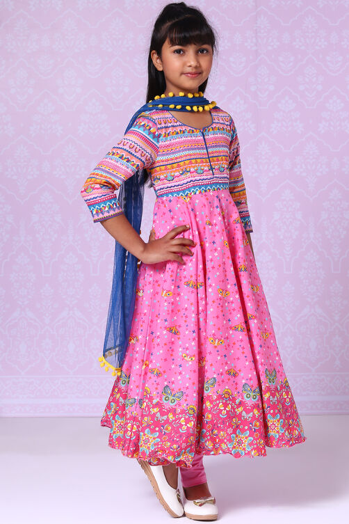 Pink Cotton Anarkali Suit image number 3