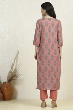 Pink Cotton Digital Print Unstitched Suit Set image number 5