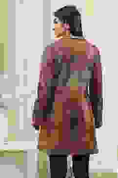 Burnt Orange Rayon Straight Printed Jacket image number 3