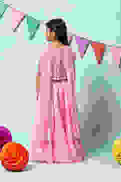 Bubble gum Pink Nylon Short Top Lehenga Set image number 4